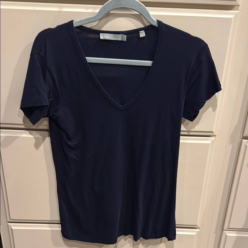 Vince Navy Fitted Short Sleeve T-Shirt